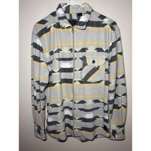 VTG 1946 Men Medium Fleece Geometric Print Jacket In Light Grey